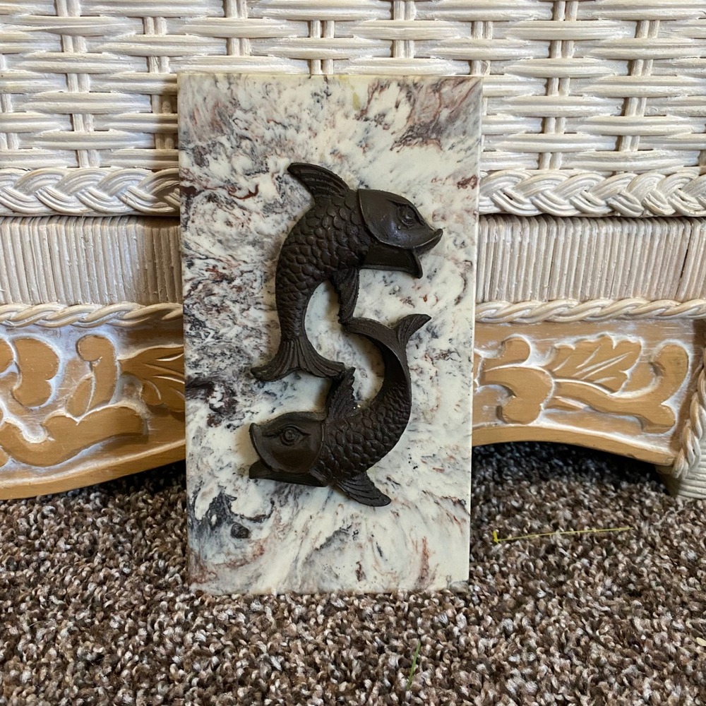 Vintage Pisces Wall Decor Marble Look Fish Art Zodiac Sign Home Decor‎ horoscope